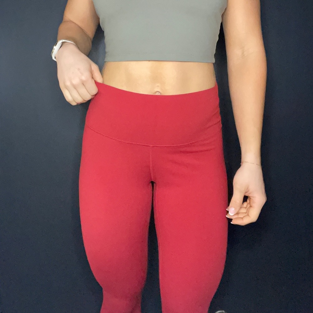 Red High Waist Workout Yoga Leggings